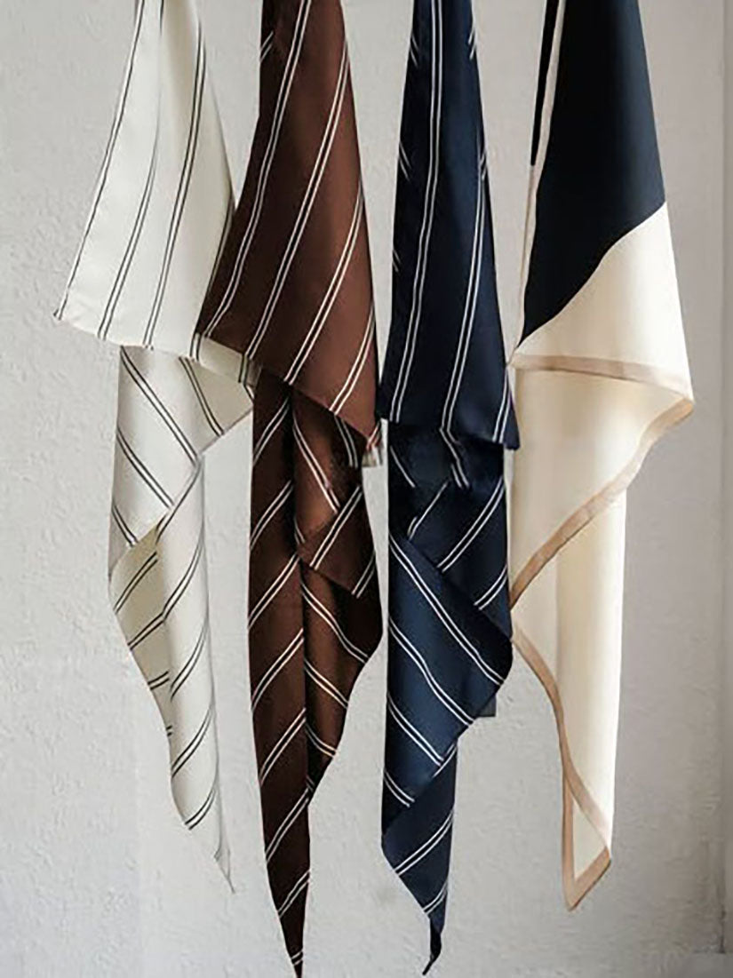 Silky Triangle Scarf - Navy Stripe