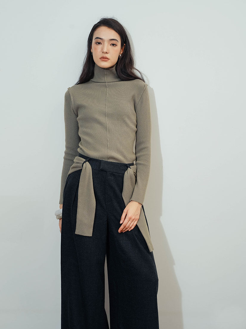 Oat Turtleneck Rough Knit Top