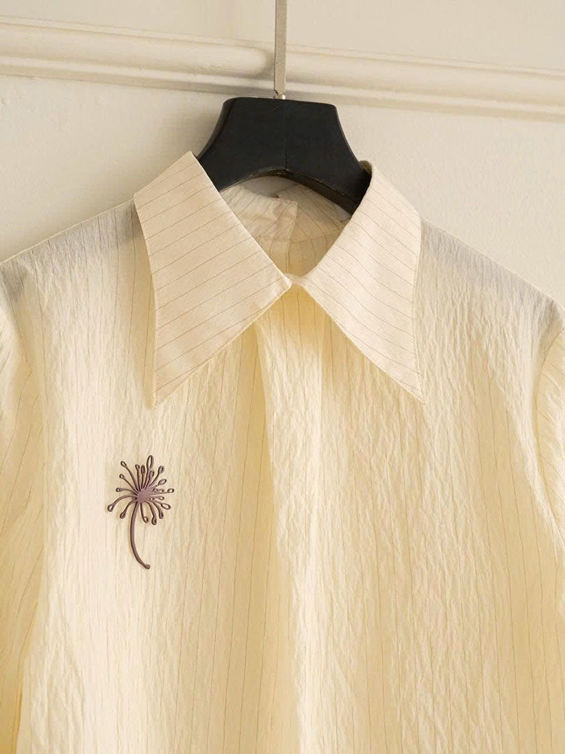 Pointed Collar Striped Shirt