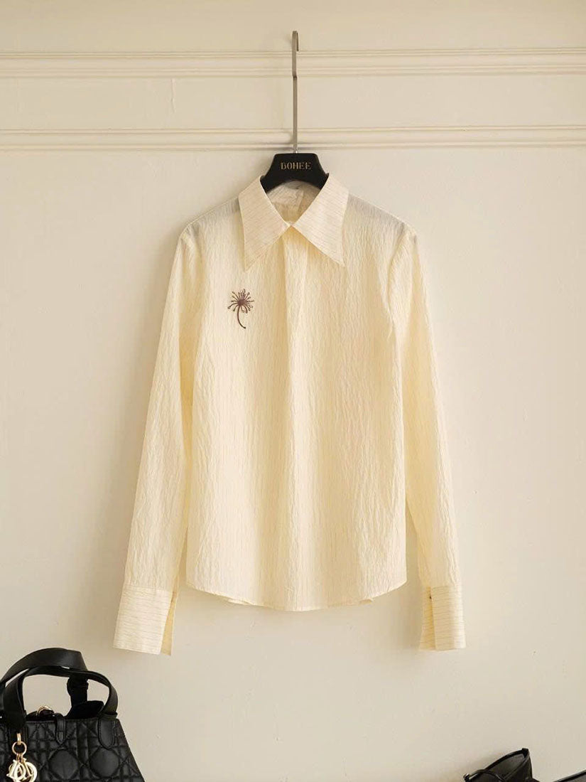 Pointed Collar Striped Shirt