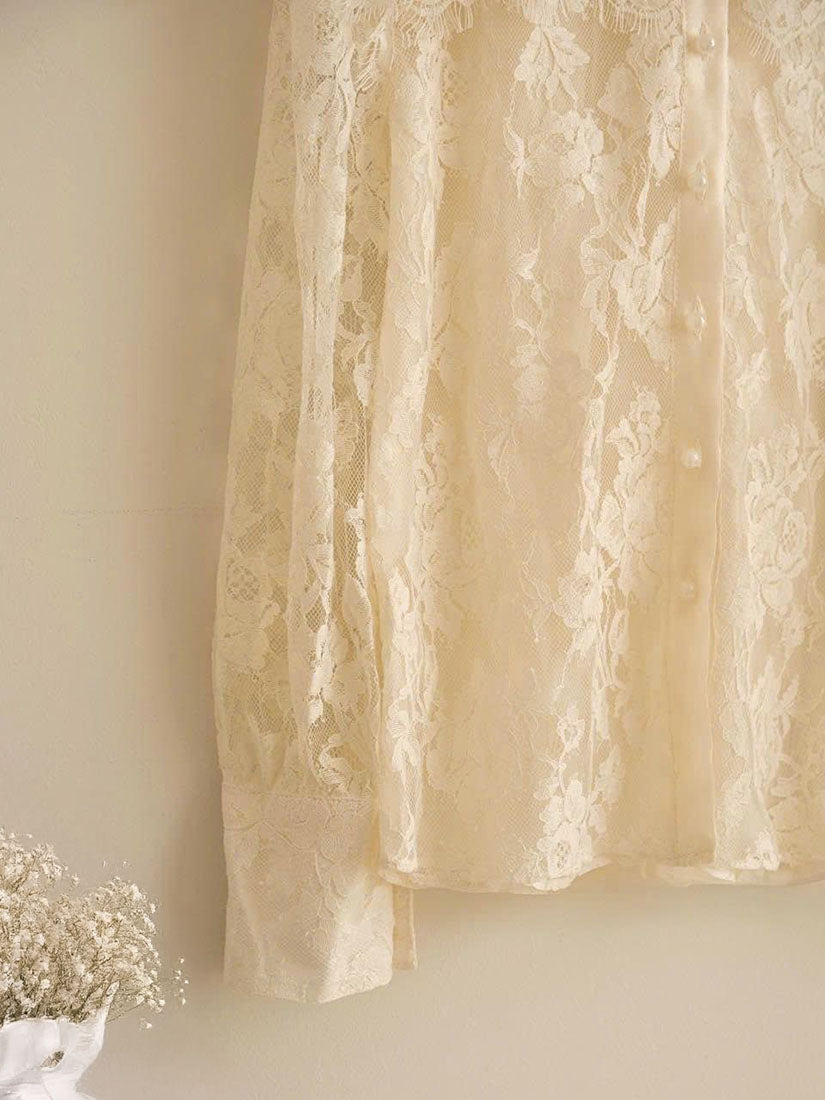 Layered Yoke Lace Blouse