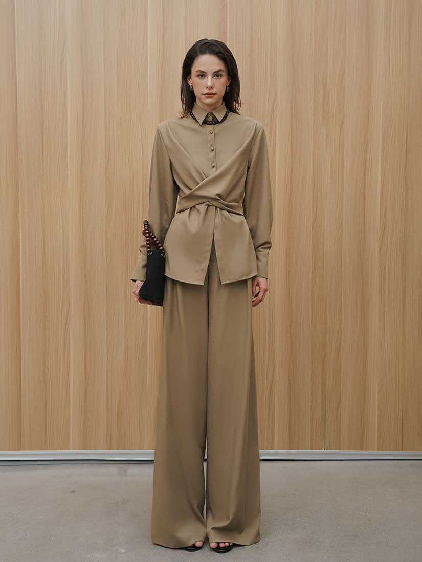 Tie-Waist Wrap Blouse