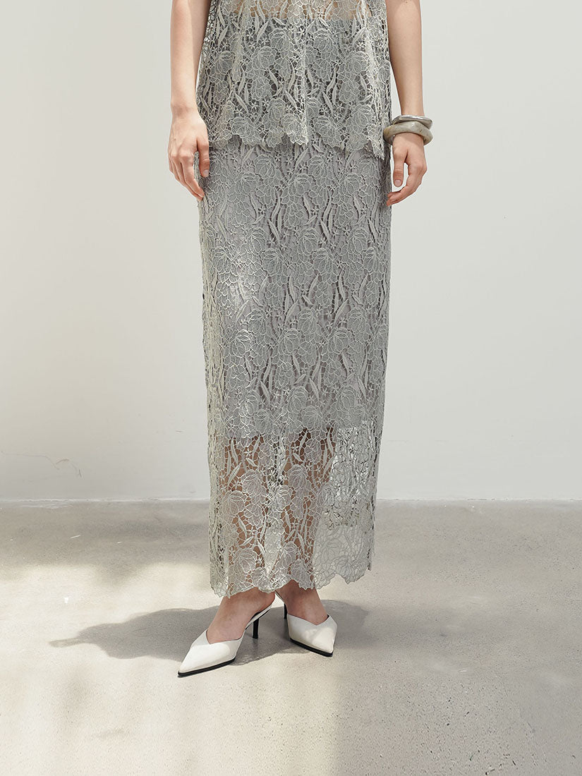 Nalya Midi Skirt - Grey
