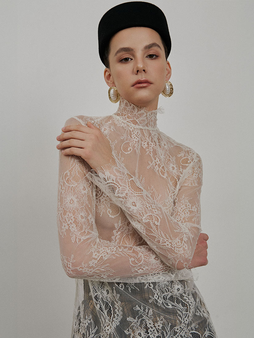 Beige Maisie Lace Top