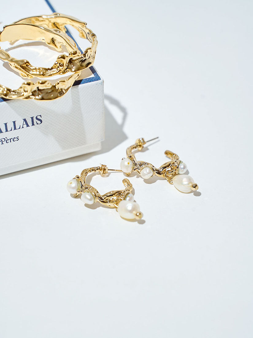 Pearl Vine Hoop Earrings