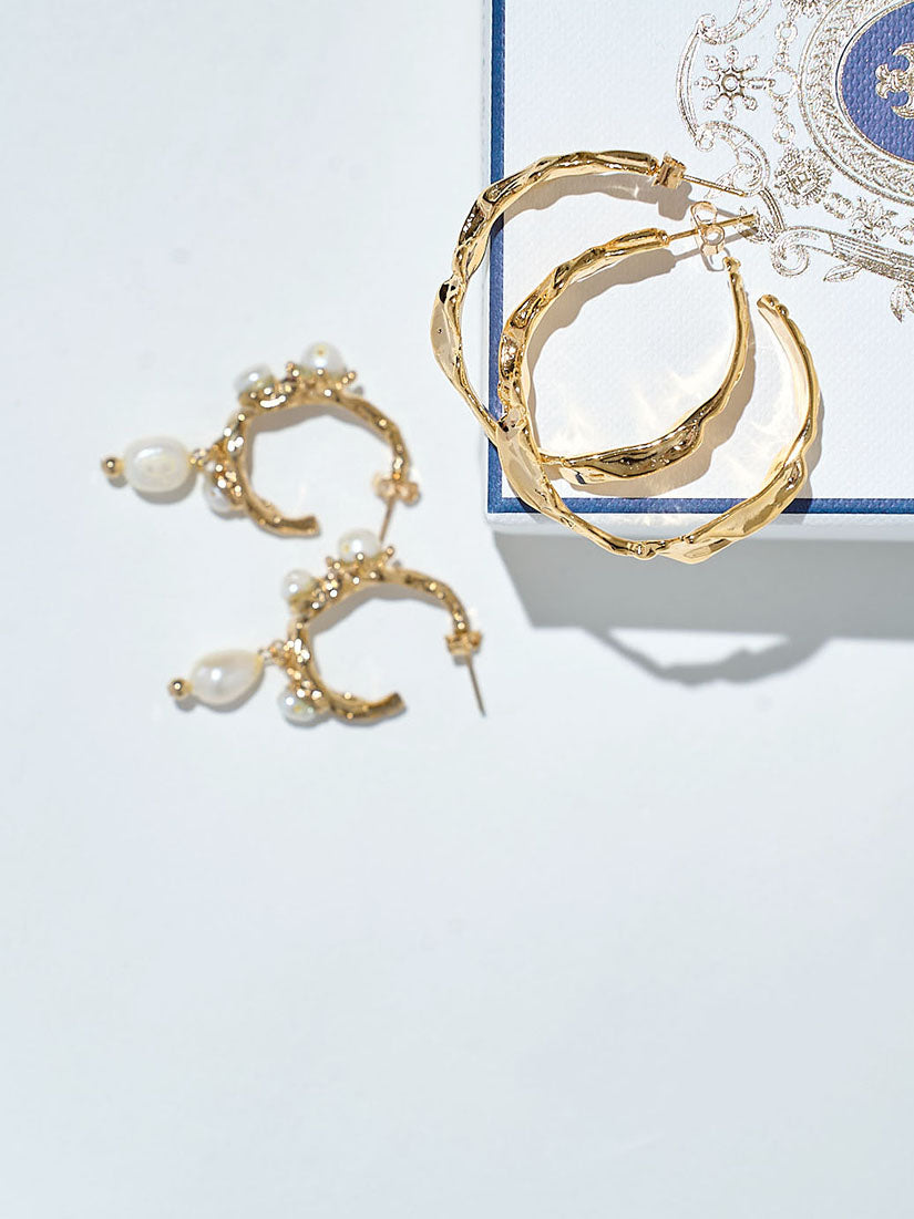 Abstract Wave Hoop Earrings