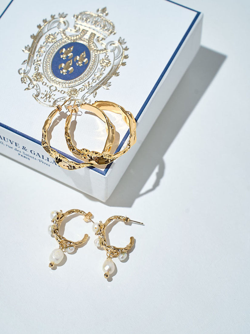 Pearl Vine Hoop Earrings