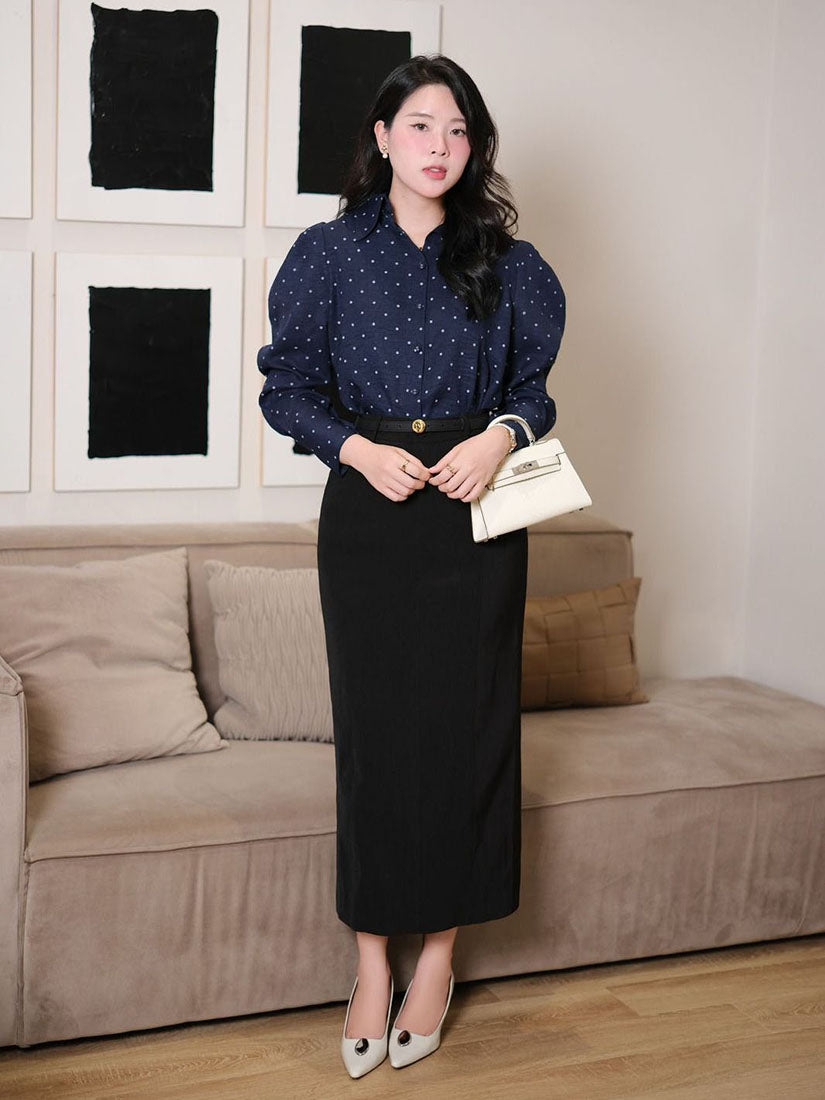 Navy Vintage Polka Dot Shirt