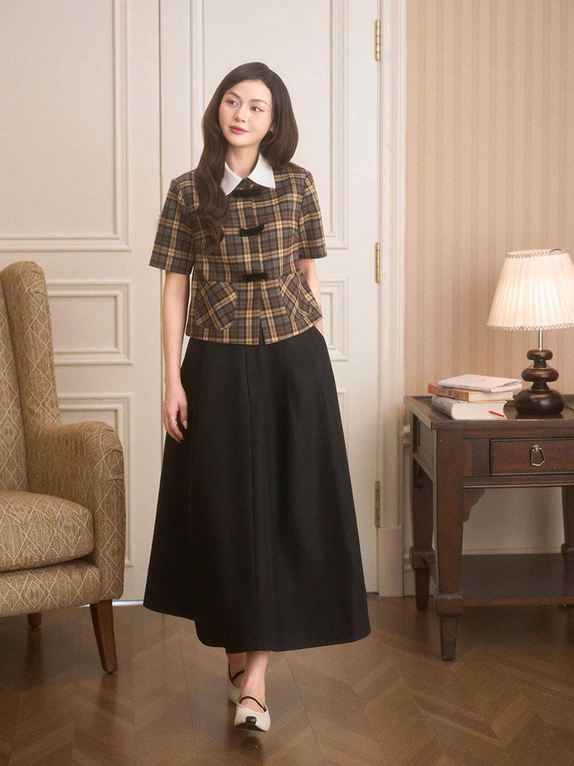 Pleated Flare Skirt - Black