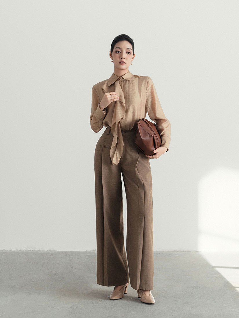 Front Pleated Straight Pants