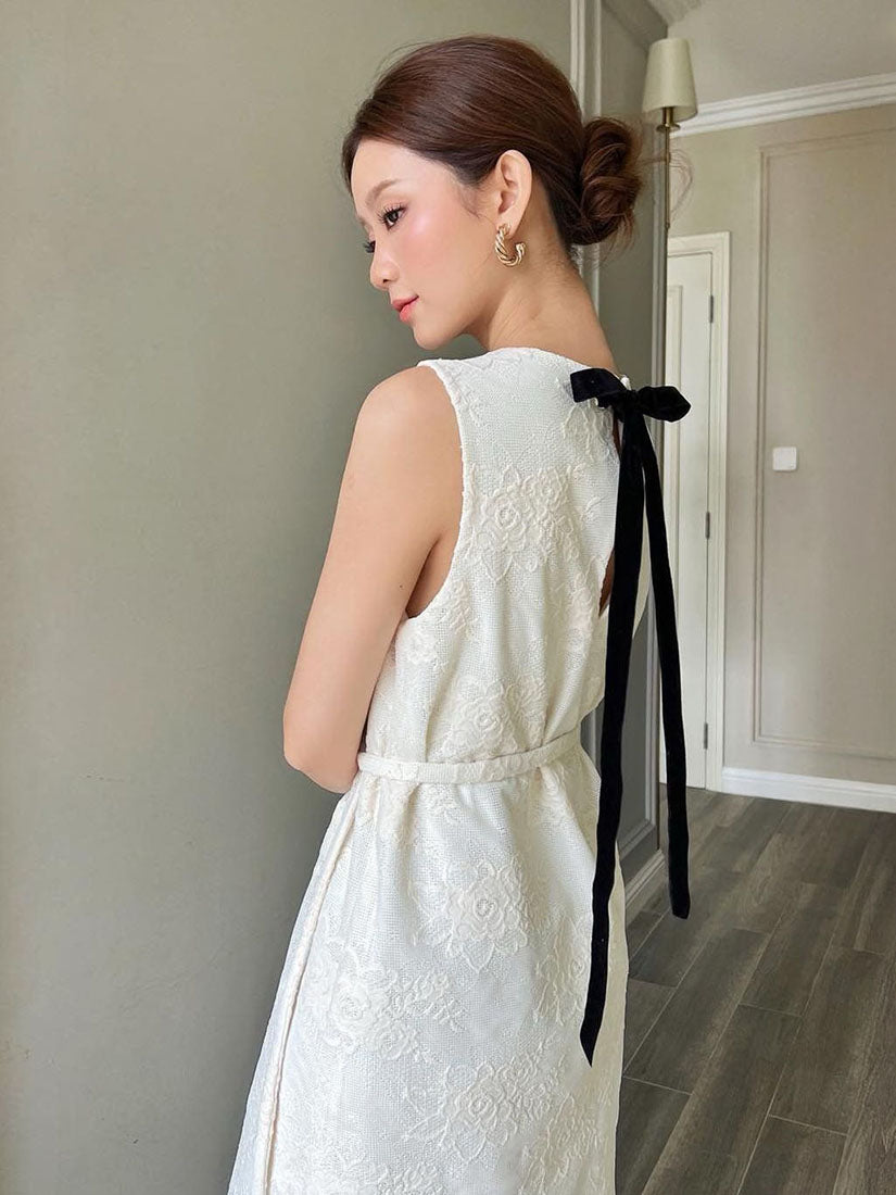 Cream Lace Strapless Dress