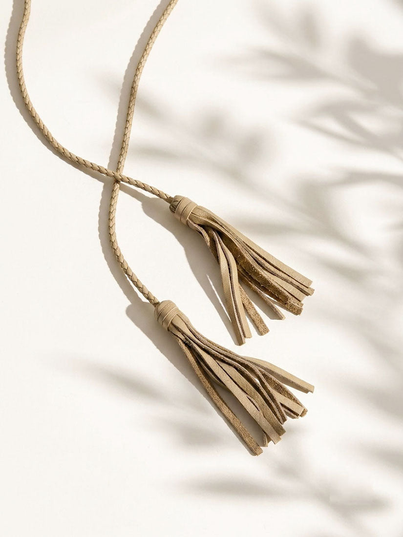 Tassels Braided Faux Leather Belt