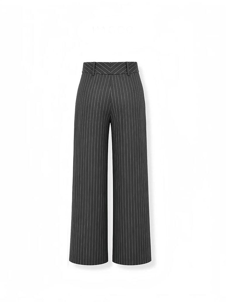 Pinstripe Wide-Leg Trousers