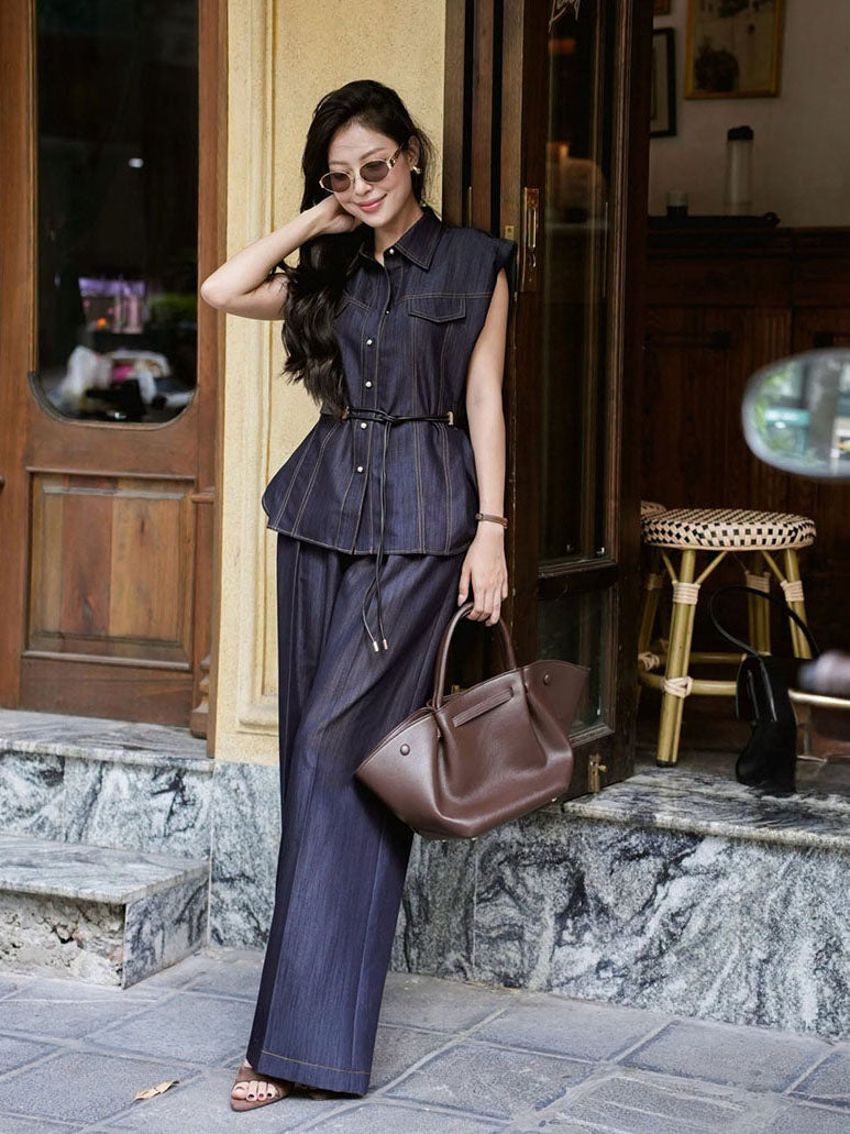 Pleated Wide-Leg Trousers