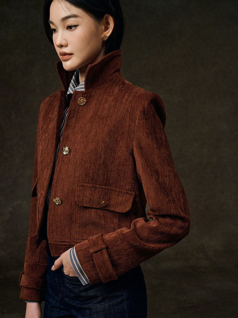 Gold Button Patch Pocket Jacket