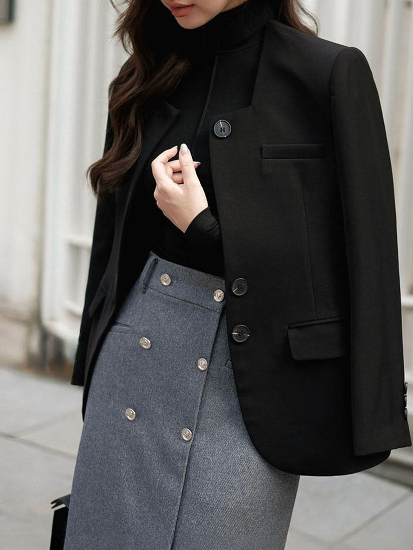 Black Square U-Neck Blazer