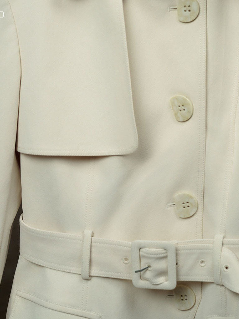 Cream Structured Cinched Waist Jacket