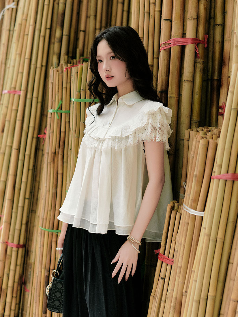 Pin Pleated Waist Wide Leg Pants
