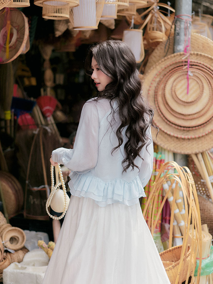 Flower Applique Collar Blouse