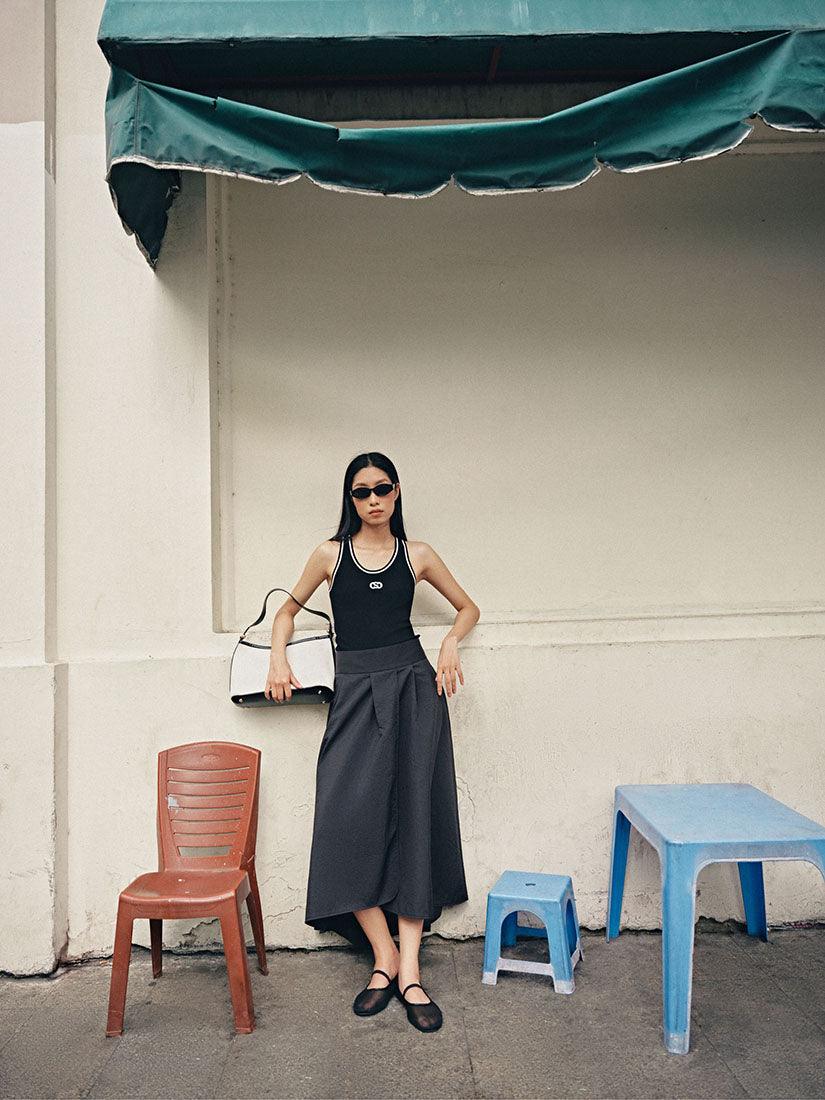 Black Striped Border Tank Top