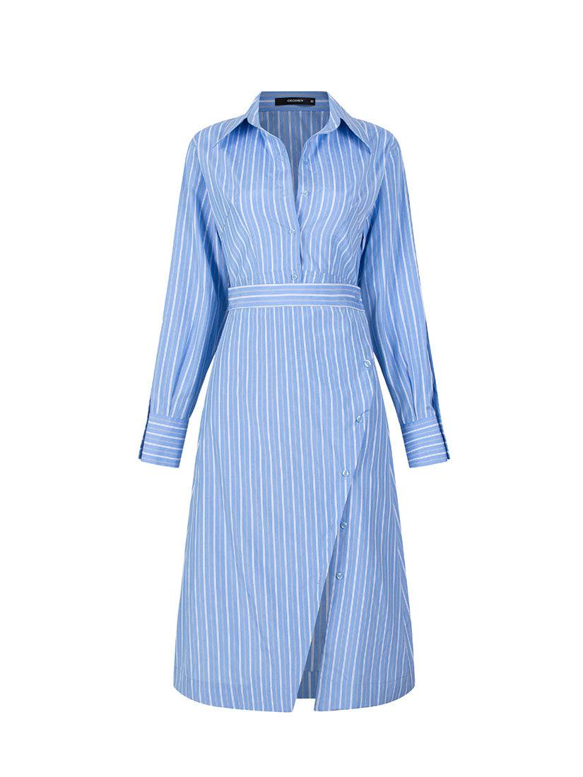 Blue Striped Shirt Dress