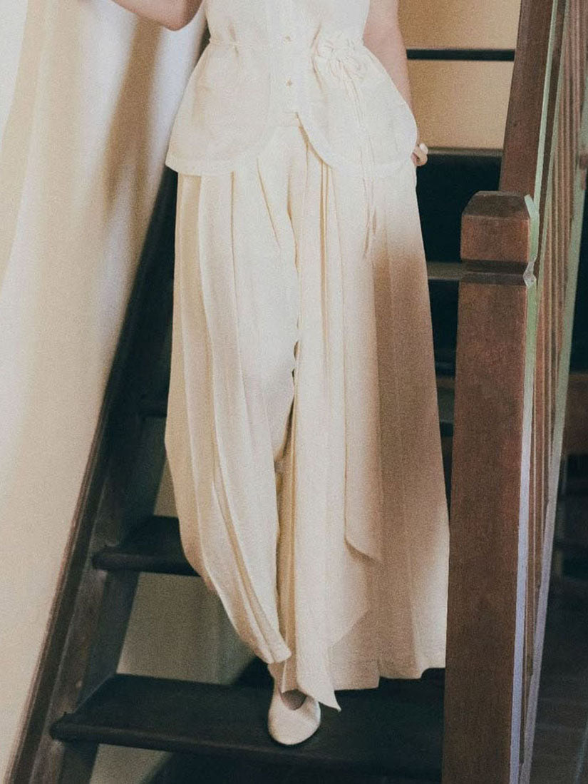 Scarf Waist Pleated Culottes