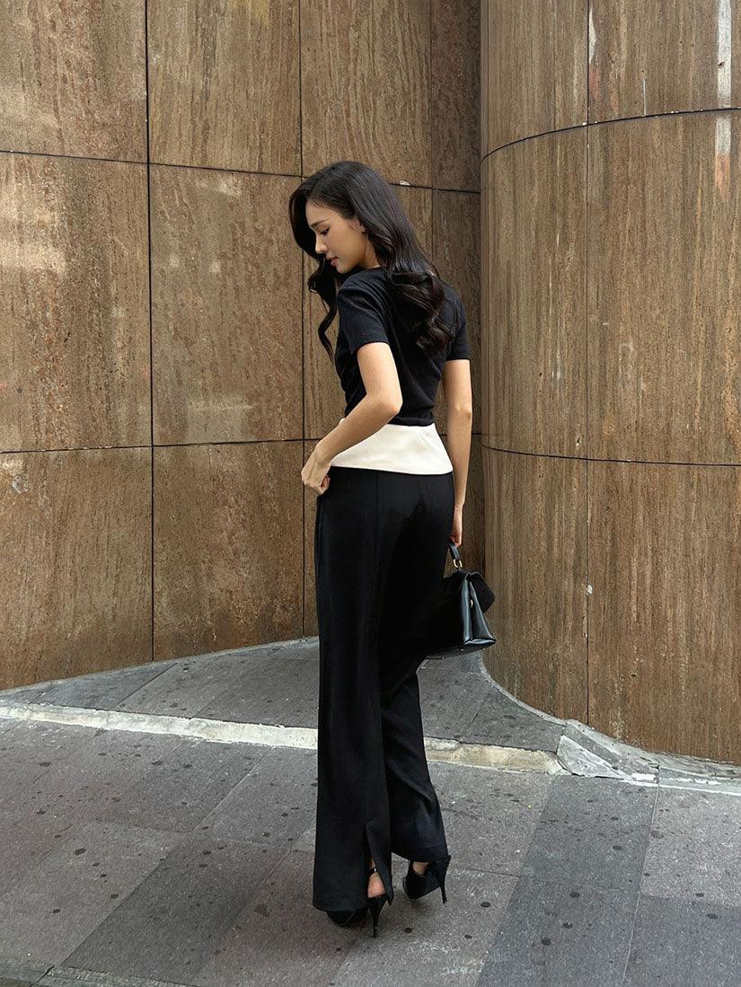 Black Pants With Split Waist