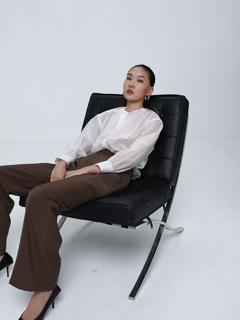 Sheer Collarless Shirt  (Defect Sale)