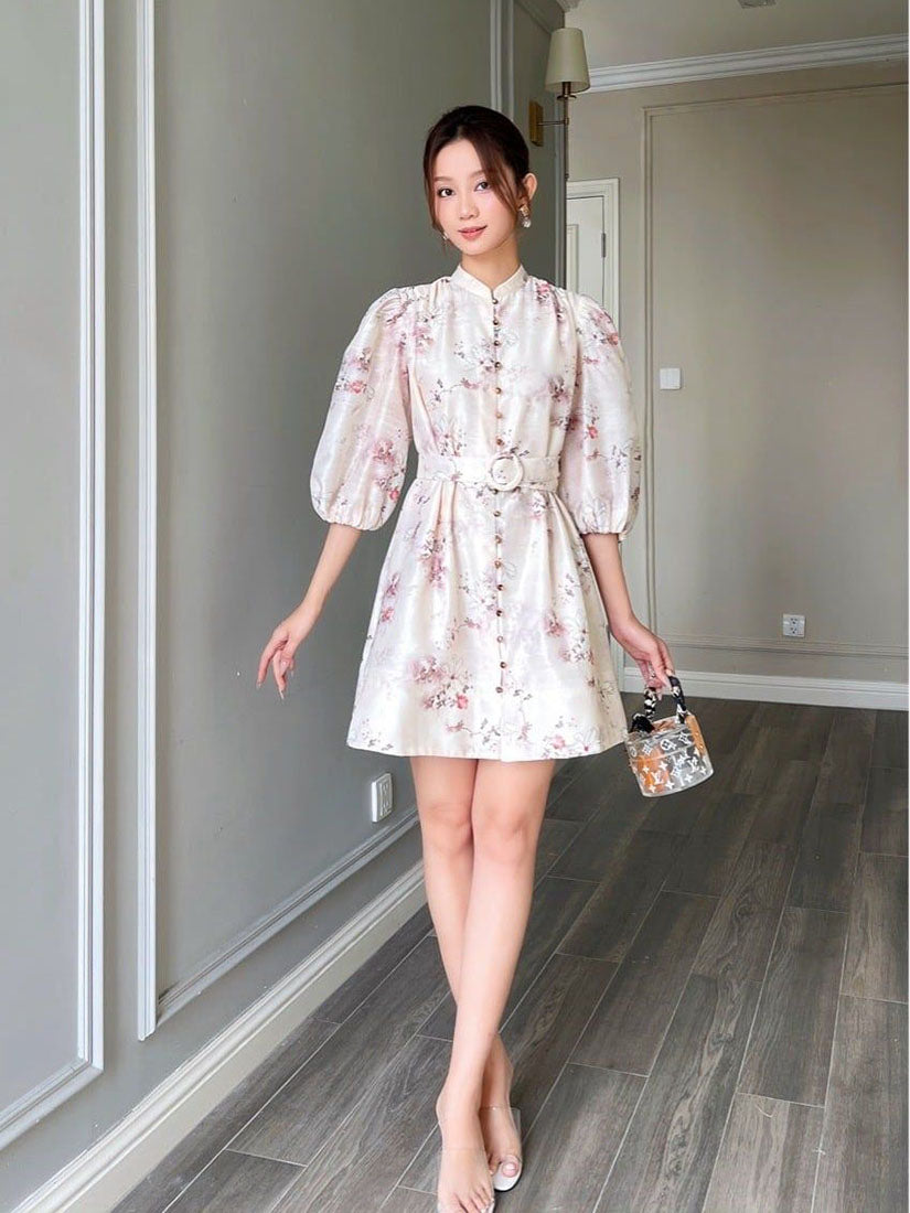 Belted Floral Button Up Dress