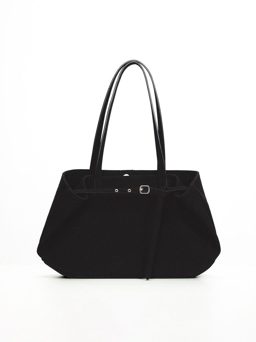 Black Suede Boat Bag