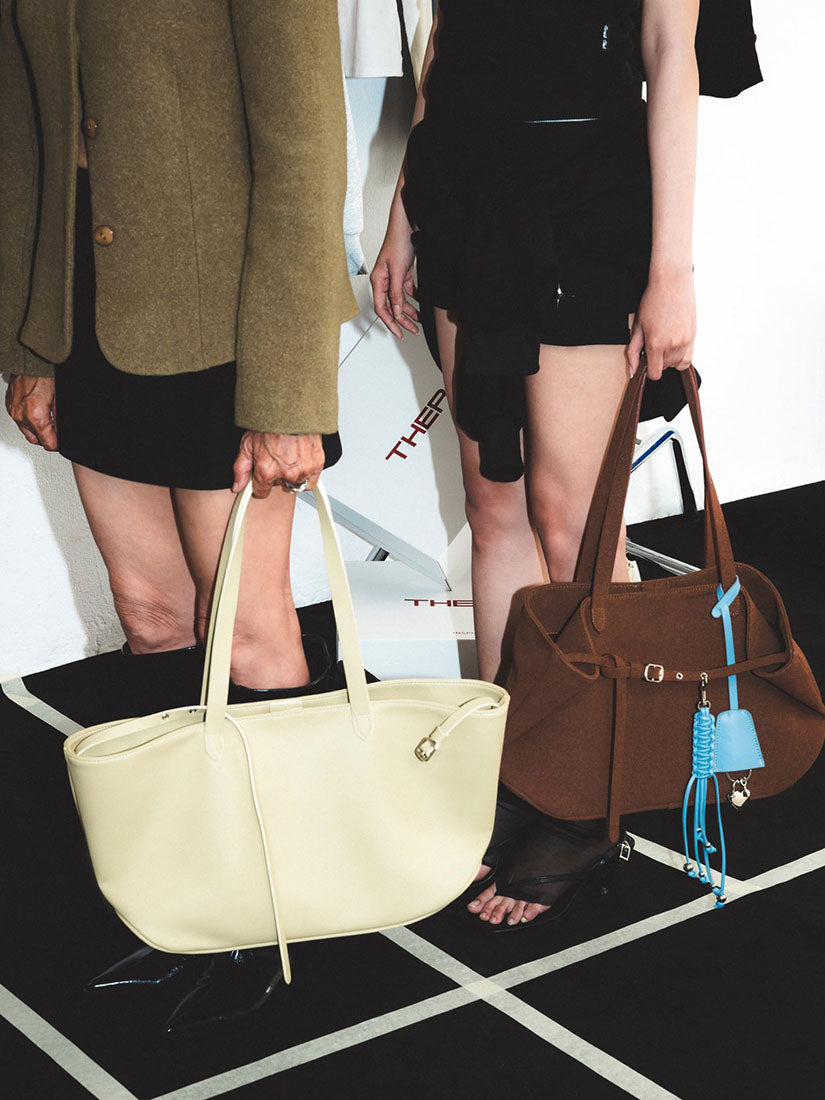Creamy Yellow Leather Boat Bag