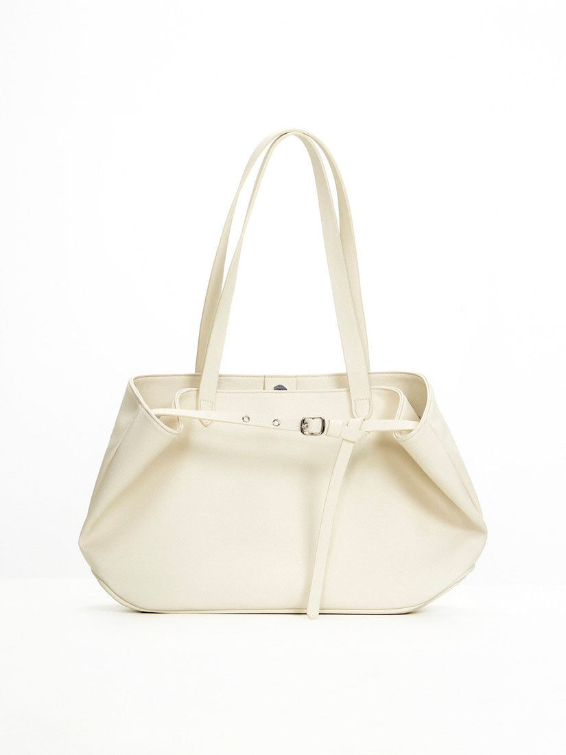 Creamy White Leather Boat Bag