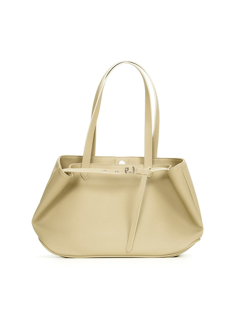Creamy Yellow Leather Boat Bag