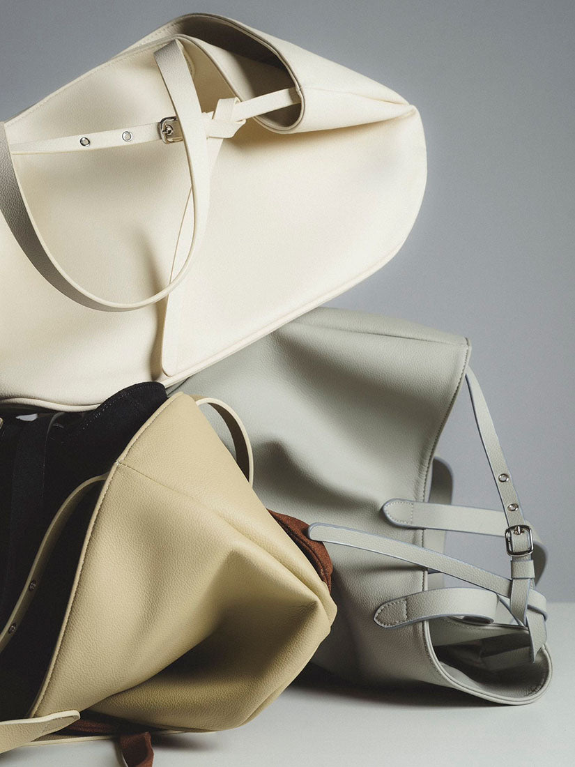 Creamy White Leather Boat Bag