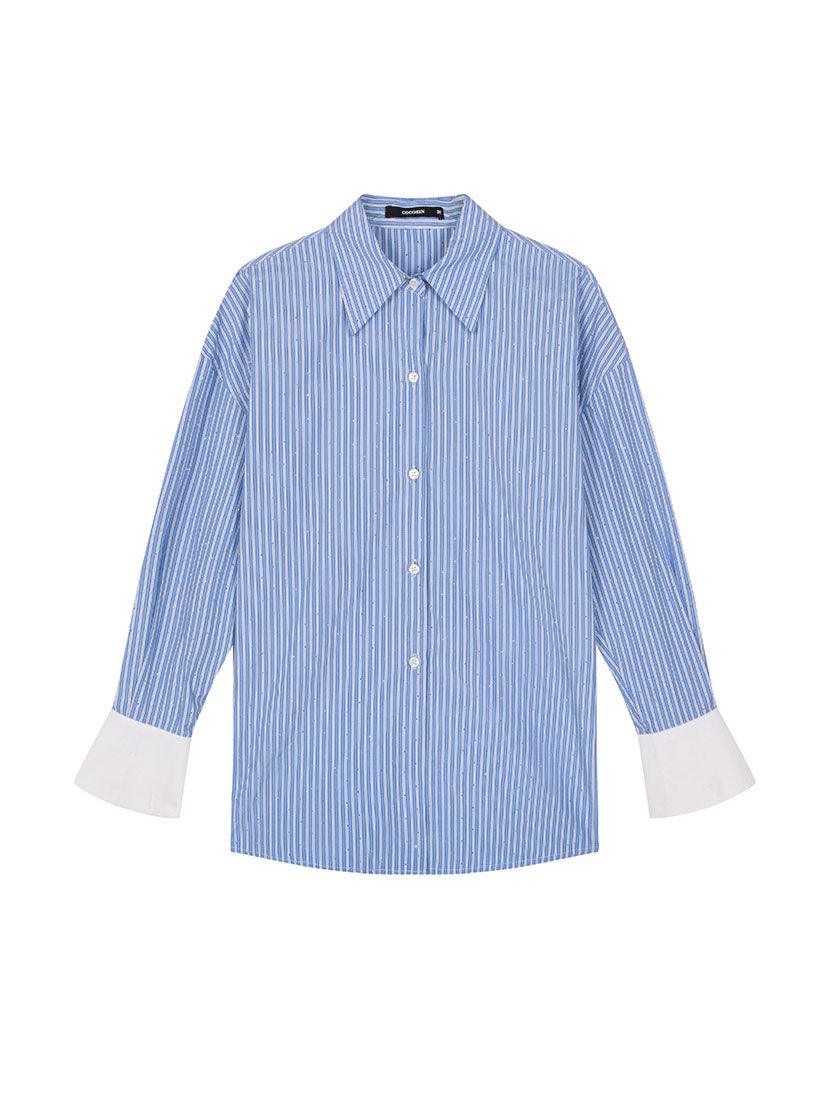 Blue Striped Beaded Shirt