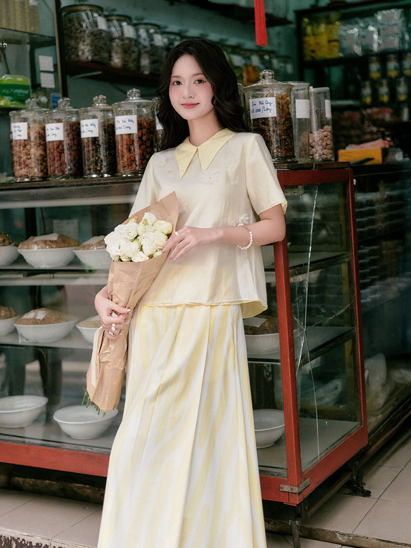 Floral Pleated Flare Skirt