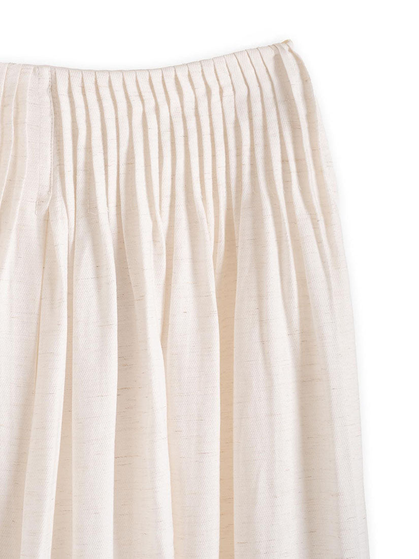 Pin Pleated Waist Wide Leg Pants - Beige