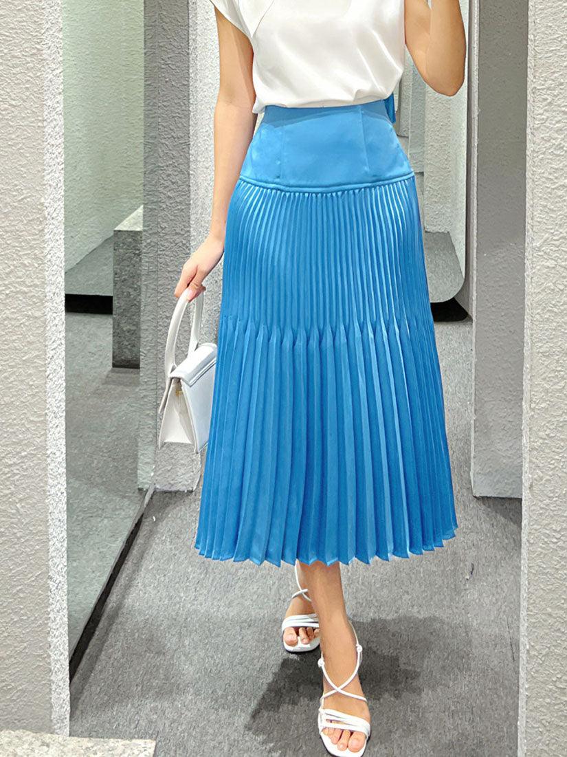 Blue Pleated Skirt