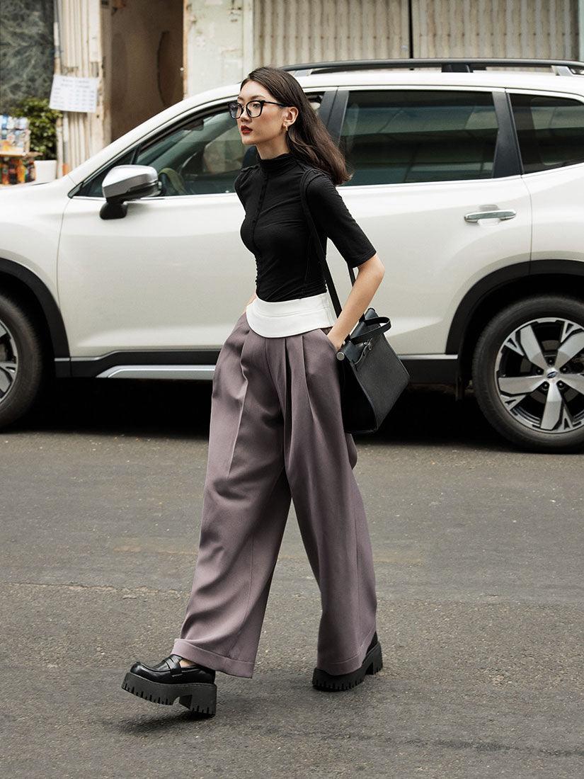 Combined Wide Leg Trousers