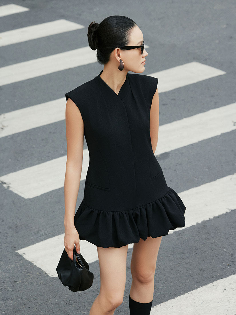 Puff Hem Mini Dress