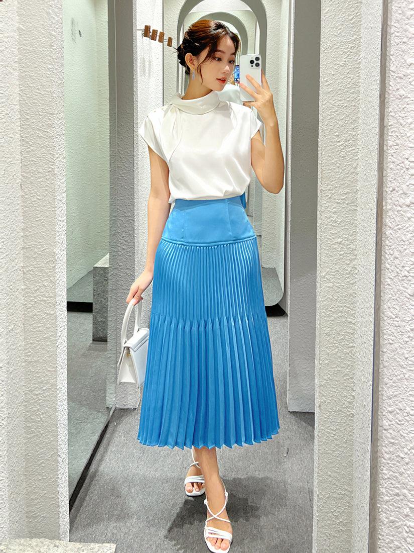 Blue Pleated Skirt