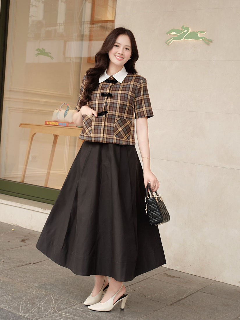 Pleated Flare Skirt - Black