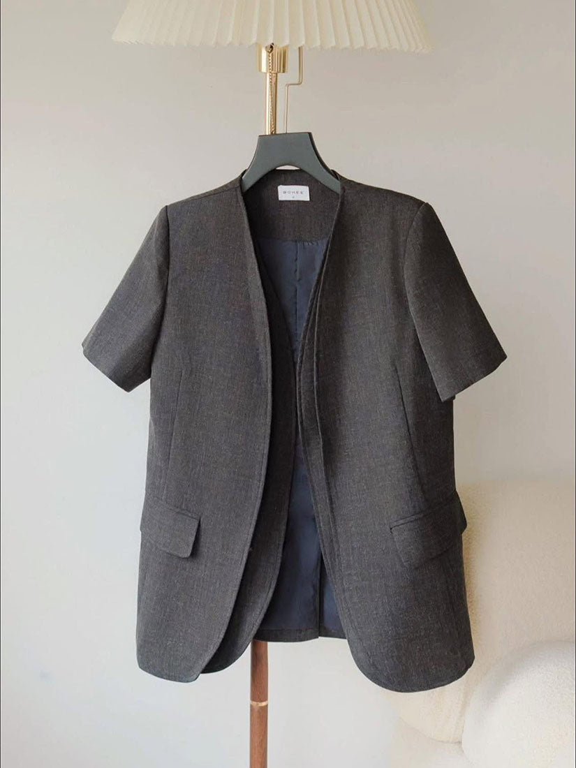 2-Flap Sleeve Blazer - Charcoal
