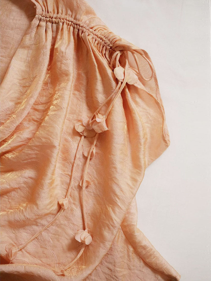 Drawstring Shoulder Drape Neck Top
