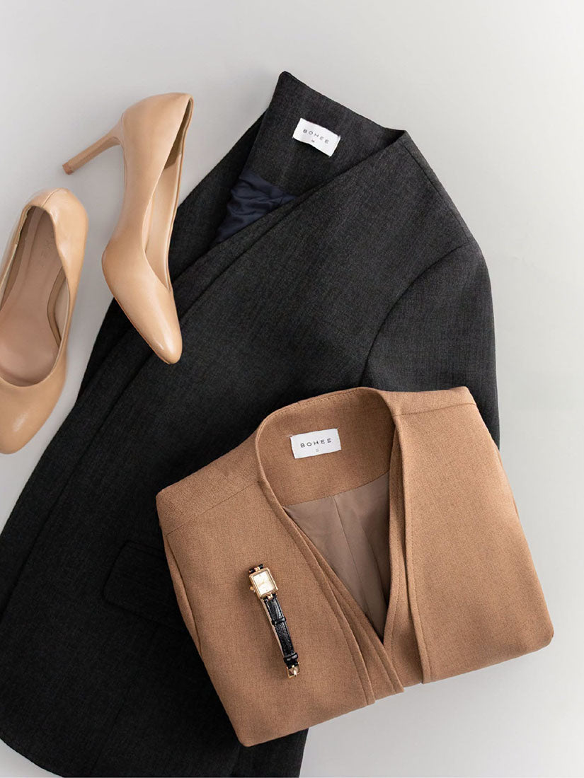 2-Flap Sleeve Blazer - Charcoal