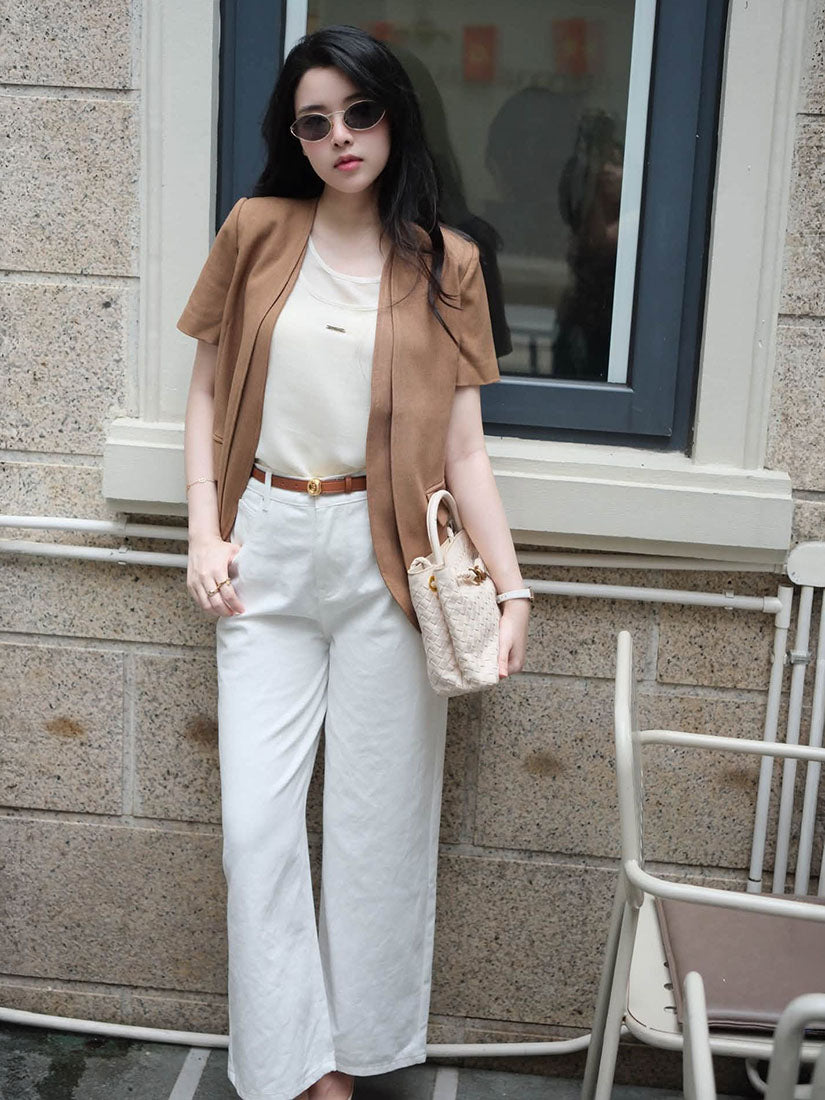 2-Flap Sleeve Blazer - Milk Tea