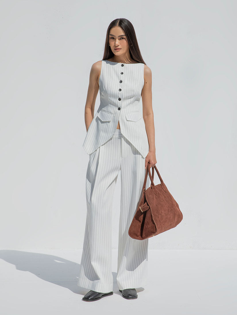 White Trousers With Black Stripes