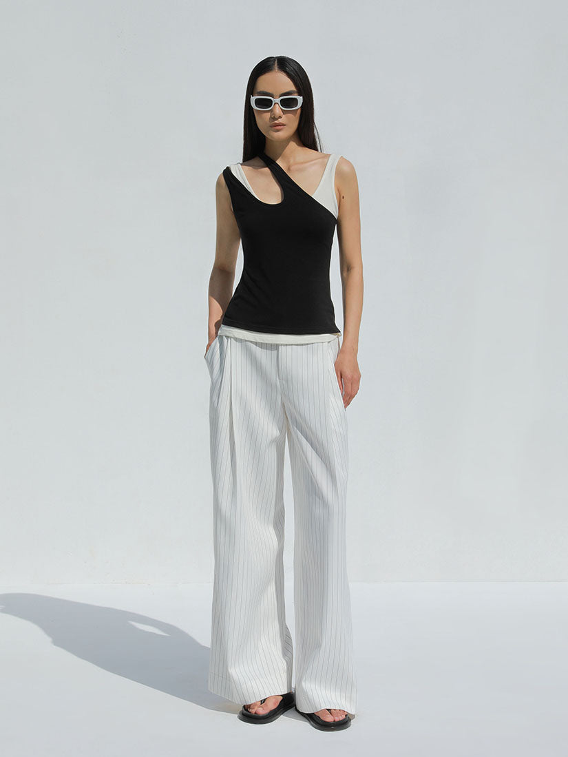 Asymmetrical Layered Cut Out Tank Top