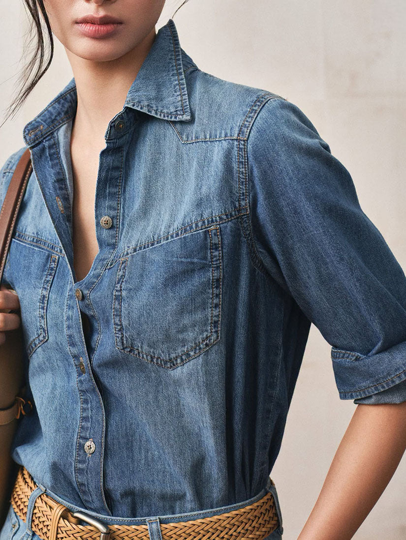Denim Shirt With Chest Panel