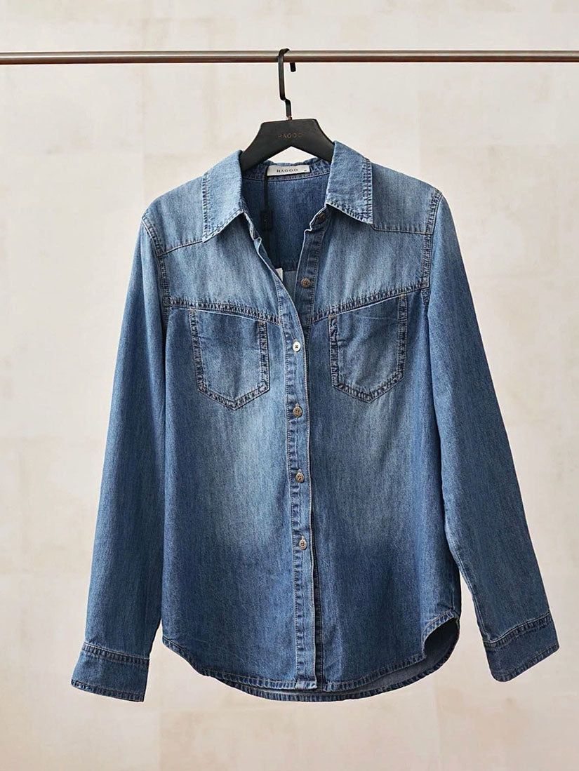 Denim Shirt With Chest Panel